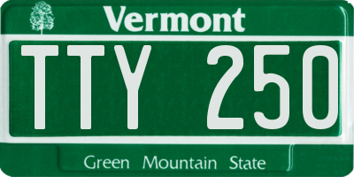 VT license plate TTY250