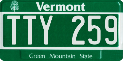VT license plate TTY259