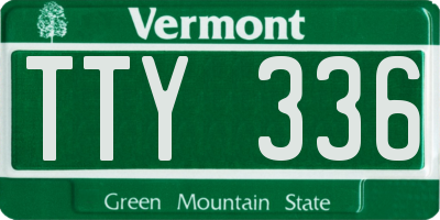 VT license plate TTY336