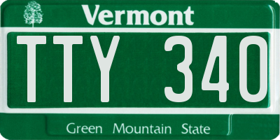 VT license plate TTY340