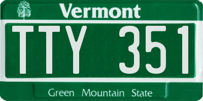VT license plate TTY351