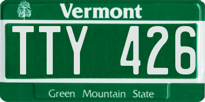 VT license plate TTY426