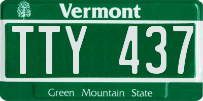 VT license plate TTY437