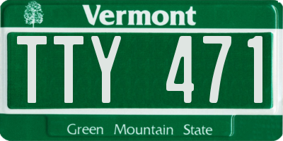 VT license plate TTY471
