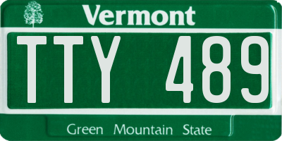 VT license plate TTY489
