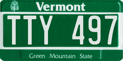 VT license plate TTY497
