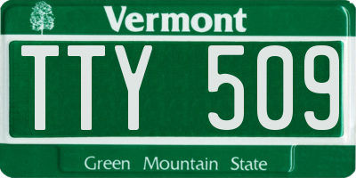VT license plate TTY509