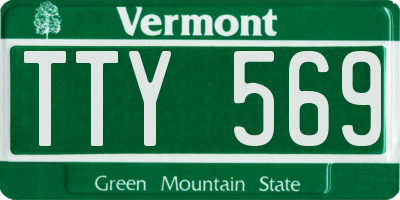 VT license plate TTY569