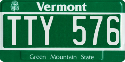 VT license plate TTY576