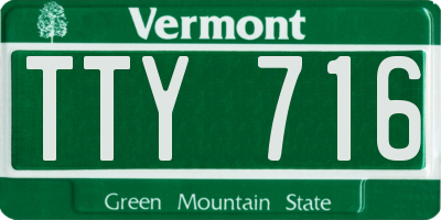 VT license plate TTY716