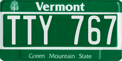 VT license plate TTY767