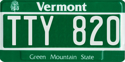 VT license plate TTY820