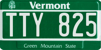 VT license plate TTY825