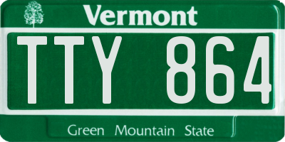 VT license plate TTY864