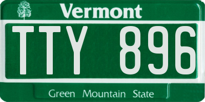 VT license plate TTY896