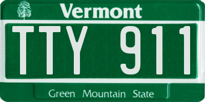 VT license plate TTY911