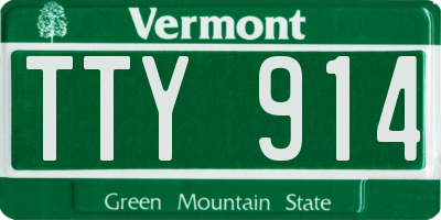 VT license plate TTY914