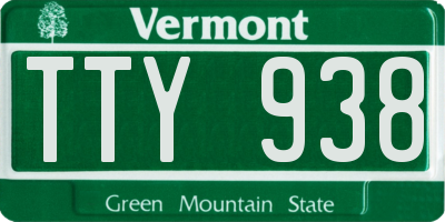 VT license plate TTY938