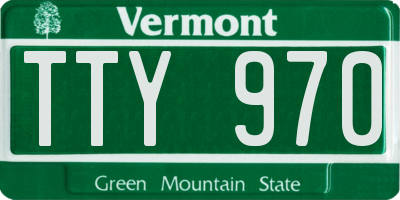 VT license plate TTY970