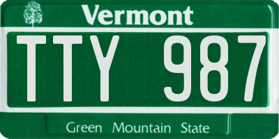 VT license plate TTY987