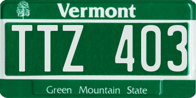 VT license plate TTZ403