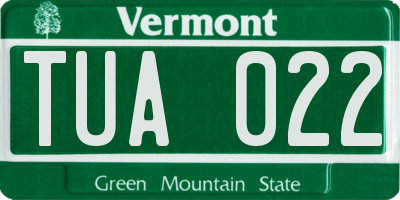 VT license plate TUA022