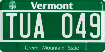 VT license plate TUA049