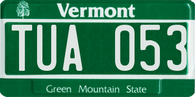 VT license plate TUA053