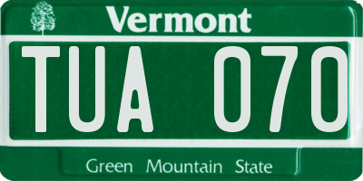 VT license plate TUA070