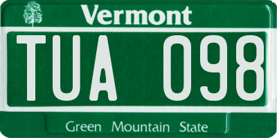 VT license plate TUA098