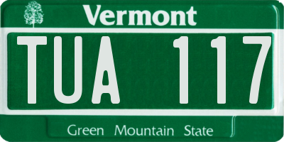 VT license plate TUA117