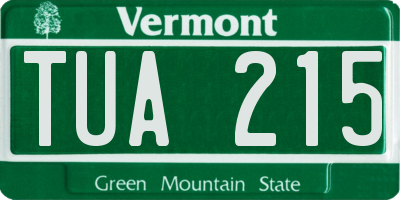 VT license plate TUA215