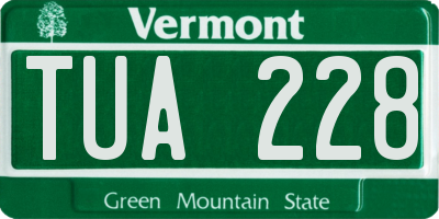 VT license plate TUA228
