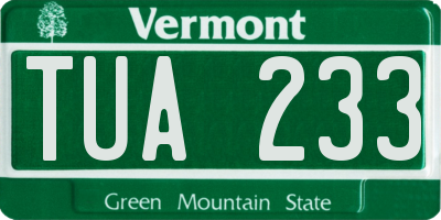 VT license plate TUA233