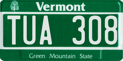 VT license plate TUA308