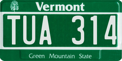 VT license plate TUA314