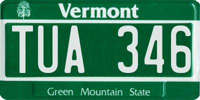 VT license plate TUA346