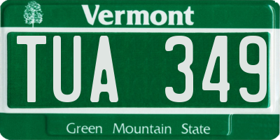 VT license plate TUA349