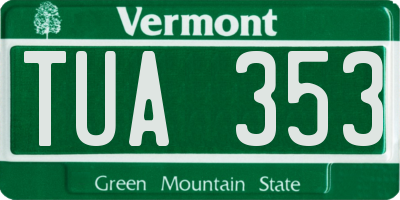 VT license plate TUA353