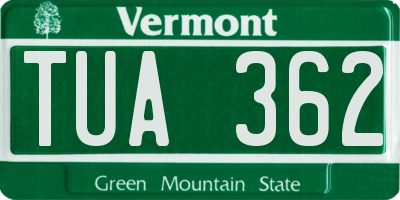 VT license plate TUA362