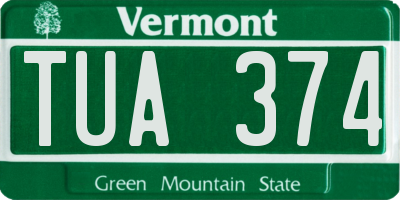 VT license plate TUA374