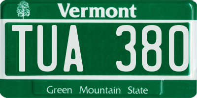 VT license plate TUA380