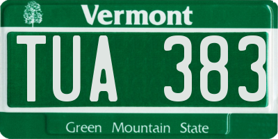 VT license plate TUA383