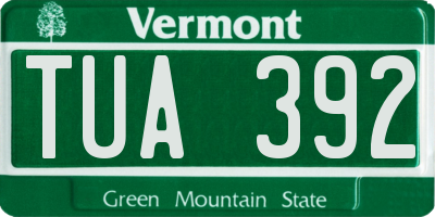 VT license plate TUA392