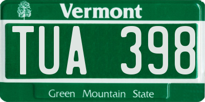 VT license plate TUA398