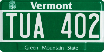 VT license plate TUA402