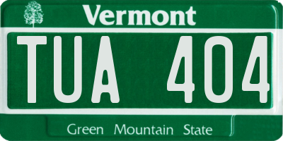 VT license plate TUA404