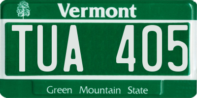 VT license plate TUA405