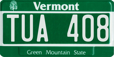 VT license plate TUA408
