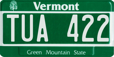 VT license plate TUA422